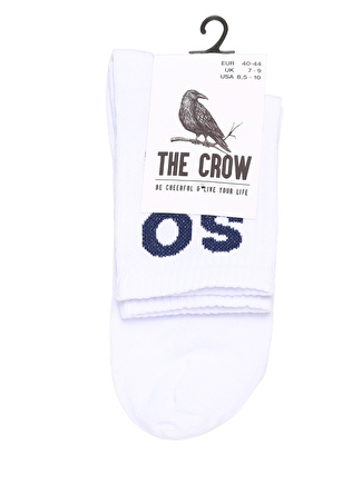 The Crow Kırık Beyaz Unisex Soket Çorap TC1104