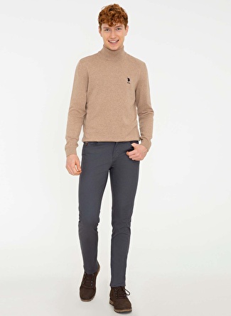 U.S. Polo Assn. Normal Bel Normal Paça Slim Fit Antrasit Erkek Pantolon MICEL