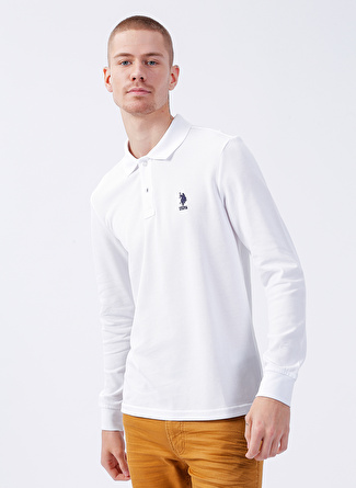 U.S. Polo Assn. Polo Yaka Beyaz Erkek Sweatshırt TP03SK022