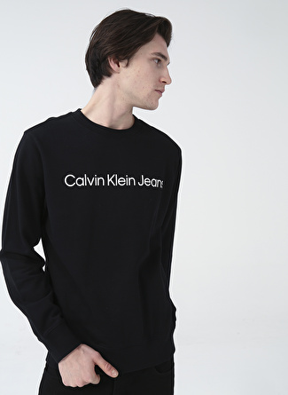 Calvin Klein Bisiklet Yaka Siyah Erkek Sweatshırt J30J322549_CORE INSTIT LOGO SWEATSH