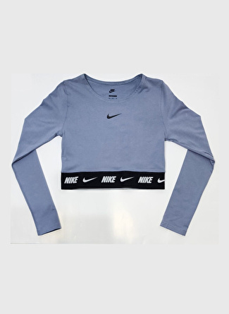 Nike Mavi Kadın Atlet DX2315-493 W NSW CROP TAPE LS TOP