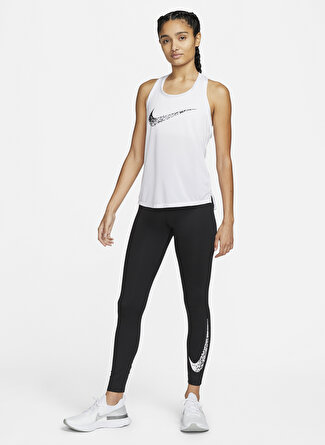 Nike Siyah - Gri - Gümüş Kadın Uzun Tayt DM7767-010 W SWSH RUN MR 7/8 TGHT