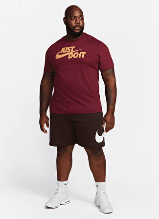 Nike Bisiklet Yaka Baskılı Kırmızı - Pembe Erkek T-Shirt AR5006-638 M TEE JUST DO IT SWOOSH