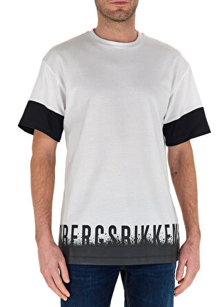 Bikkembergs Bisiklet Yaka Siyah - Beyaz Erkek T-Shirt C 4 141 01 M 4445