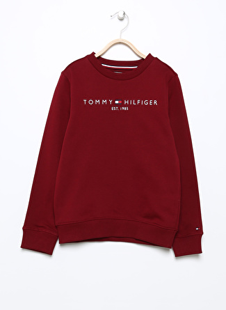 Tommy Hilfiger Düz Erkek Çocuk Kırmızı Sweatshırt ESSENTIAL SWEATSHIRT