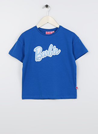 Barbie Baskılı Saks Kız Çocuk T-Shirt 23SSB-80