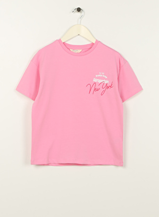 Aeropostale Baskılı Pembe Kız Çocuk T-Shirt 23SAG-01