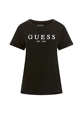 Guess Bisiklet Yaka Siyah Kadın T-Shirt W2BI68K8G01JBLK