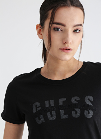 Guess Bisiklet Yaka Siyah Kadın T-Shirt W3RI16K46D1JBLK