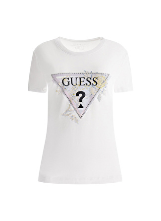 Guess Bisiklet Yaka Beyaz Kadın T-Shirt W3RI18J1314G011