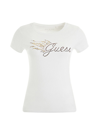 Guess Bisiklet Yaka Beyaz Kadın T-Shirt W3RI47KA0Q1G011