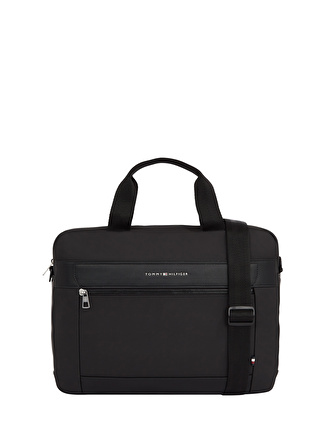 Tommy Hilfiger 30X40x10 Siyah Erkek Fermuarlı Laptop Çantası TH CASUAL SLIM COMPUTER BAG