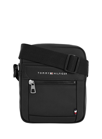 Tommy Hilfiger 20X17x6 Siyah Erkek Fermuarlı Postacı Çantası TH CASUAL MINI REPORTER