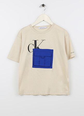 Calvin Klein Düz Bej Erkek Çocuk T-Shirt IB0IB01530ACJ