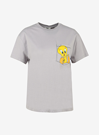 Mavi Yuvarlak Yaka Gri Kadın T-Shirt M1611517-70543 CEP TWEETY BASKILI