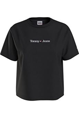 Tommy Jeans Bisiklet Yaka Siyah Kadın T-Shirt DW0DW15049BDS