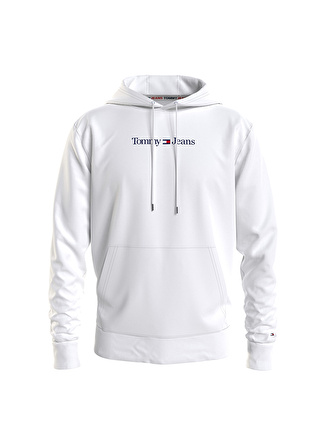 Tommy Jeans Kapüşon Yaka Beyaz Erkek Sweatshırt DM0DM15013YBR_TJM REG LINEAR HOODIE