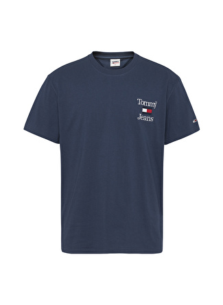 Tommy Jeans Bisiklet Yaka Düz Mavi Erkek T-Shirt DM0DM15673C87_TJM RLXD CHEST LOGO T