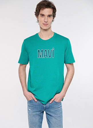 Mavi Bisiklet Yaka Düz Mavi Erkek T-Shirt M066842-71825_MAVİ LOGO TİŞÖRT