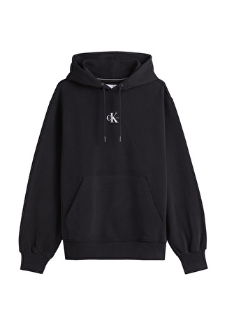 Calvin Klein Jeans Kapüşon Yaka Siyah Erkek Sweatshırt J30J322535BEH_MICRO MONOLOGO HOODIE