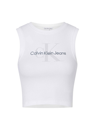 Calvin Klein Jeans Bisiklet Yaka Blok Desenli Beyaz Kadın T-Shirt J20J221521YAF