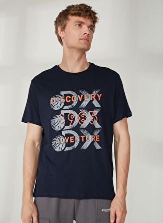 Discovery Expedition Bisiklet Yaka Baskılı Lacivert Erkek T-Shirt ROTAN