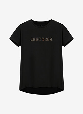 Skechers Yuvarlak Yaka Düz Siyah Kadın T-Shirt S231293-001 W Graphic Tee Crew Neck