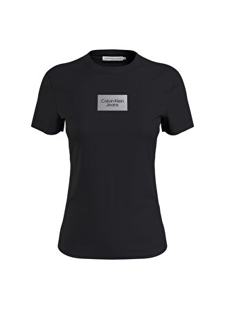 Calvin Klein Bisiklet Yaka Blok Desenli Siyah Kadın T-Shirt J20J220274BEH