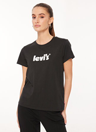 Levi's Bisiklet Yaka Baskılı Siyah Kadın T-Shirt A2086-0103 LSE THE PERFECT TEE LSE