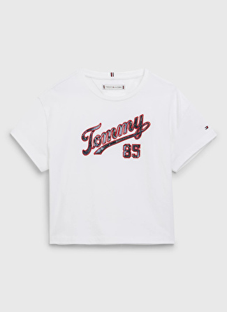 Tommy Hilfiger Baskılı Beyaz Kız Çocuk T-Shirt KG0KG07087YBR