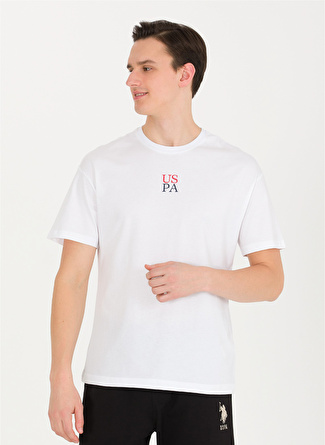 U.S. Polo Assn. Bisiklet Yaka Beyaz Erkek T-Shirt GOTA