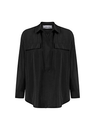 İpekyol Gömlek Yaka Siyah Kadın Bluz IS1230006070001