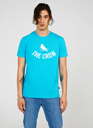 The Crow Bisiklet Yaka Baskılı Turkuaz Erkek T-Shirt TC7125