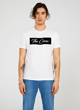 The Crow Bisiklet Yaka Baskılı Beyaz Erkek T-Shirt TC7128