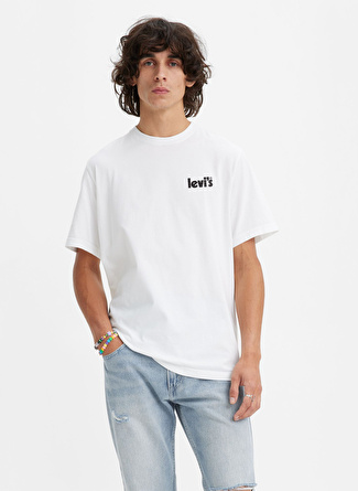 Levis Bisiklet Yaka Baskılı Beyaz Erkek T-Shirt LSE_SS RELAXED FIT TEE CORE POSTER