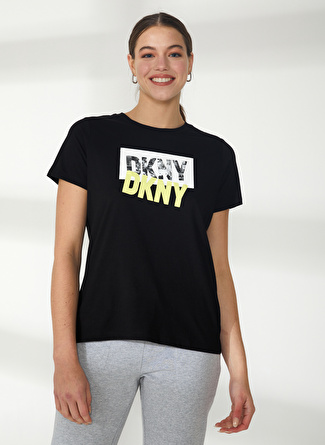 Dkny Jeans Bisiklet Yaka Baskılı Siyah Kadın T-Shirt DP2T9243