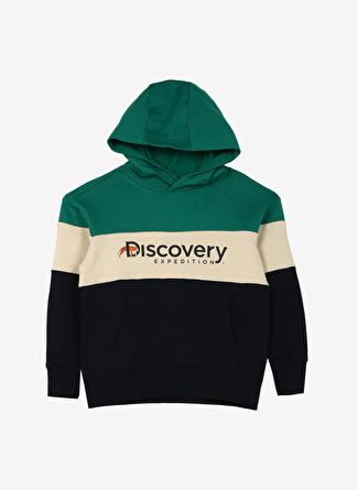 Discovery Expedition Lacivert Erkek Çocuk Kapüşon Yaka Relaxed Fit Blok Desenli Sweatshirt D3WB-SWT28