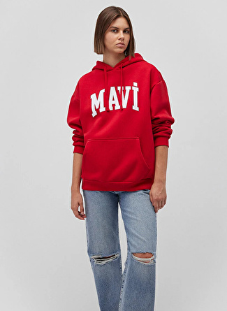 Kapüşonlu Kırmızı Kadın Oversize Sweatshirt M1600361-86417