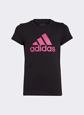 adidas Siyah Kız Çocuk Bisiklet Yaka Kısa Kollu Düz T-Shirt IC6122 G BL T