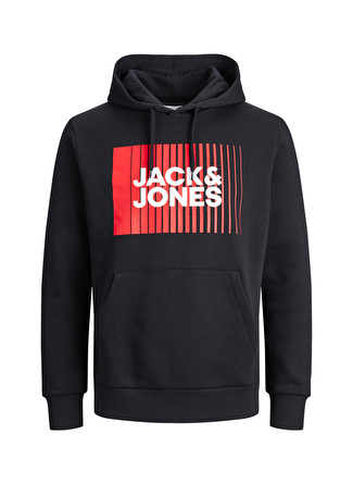 Jack & Jones Kapüşon Yaka Siyah Erkek Sweatshırt 12233599_JJECORP LOGO SWEAT HOOD PL