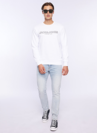 Jack & Jones Bisiklet Yaka Beyaz Erkek Sweatshırt 12250970_JPRBLAJASON BRANDING SWEAT