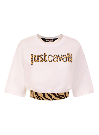 Just Cavalli Bisiklet Yaka Baskılı Siyah Kadın T-Shirt 74PBHG02