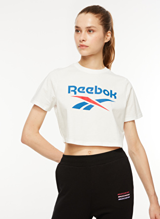 Reebok 100037593   ID T-SHIRT Beyaz Kadın Yuvarlak Yaka Normal Kalıp T-Shirt