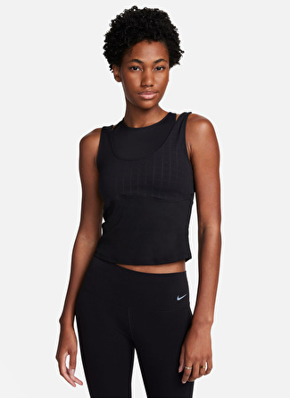 Nike Siyah - Gri - Gümüş Kadın Yuvarlak Yaka Regular Fit Atlet FB4581-010 W NY DF LUXE TANK NV