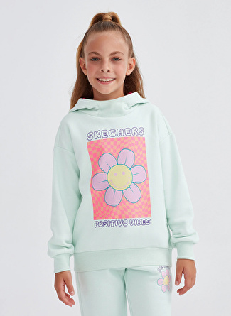 Skechers Açık Yeşil Kız Çocuk Kapüşonlu Uzun Kollu Sweatshirt SK232197-299