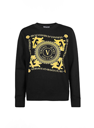 Versace Jeans Couture Bisiklet Yaka Baskılı Siyah Kadın Sweatshırt 75HAIF07