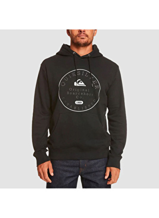 Quiksilver Siyah Erkek Kapüşon Yaka Sweatshirt EQYSF03150 Circle Trim Hood