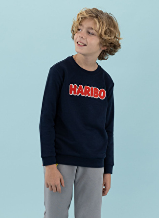 Haribo İşlemeli Erkek Lacivert Sweatshırt HRBTXT308 Haribo Çocuk Sweatshirt