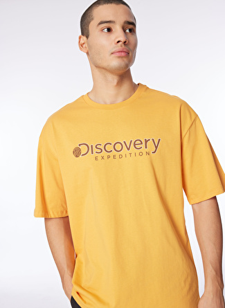 Discovery Expedition Turuncu Erkek Bisiklet Yaka Loose Fit Baskılı T-Shirt D4SM-TST3255