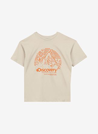 Discovery Expedition Bej Erkek Çocuk Bisiklet Yaka Basic Baskılı T-Shirt D4SB-TST3043